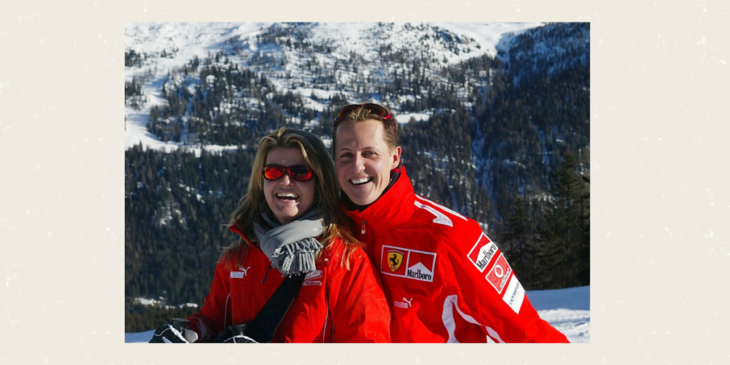 Michael Schumacher, a skilled skier, was having a family vacation at the beautiful ski place called Meribel