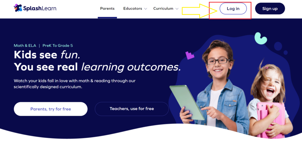 SplashLearn website home page