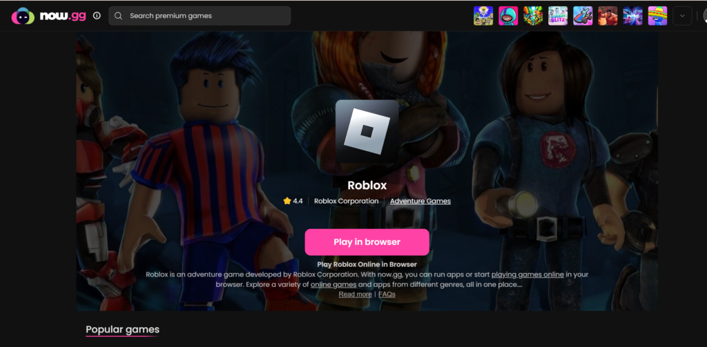 Roblox Game Homepage