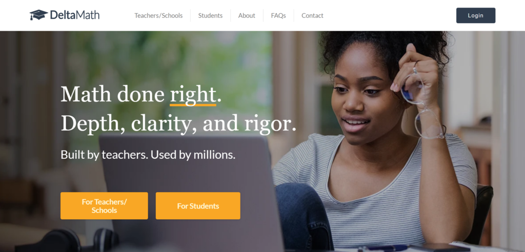 DeltaMath website homepage