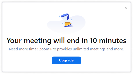 Zoom Time Limit notification