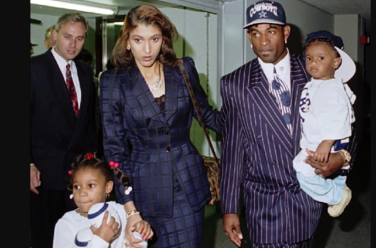 Deion Sanders and Carolyn Chambers with their childrens