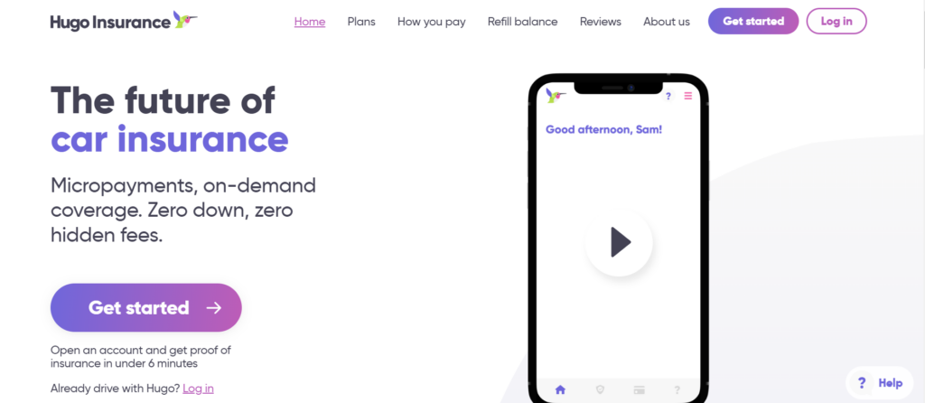 Hugo Insurance Homepage